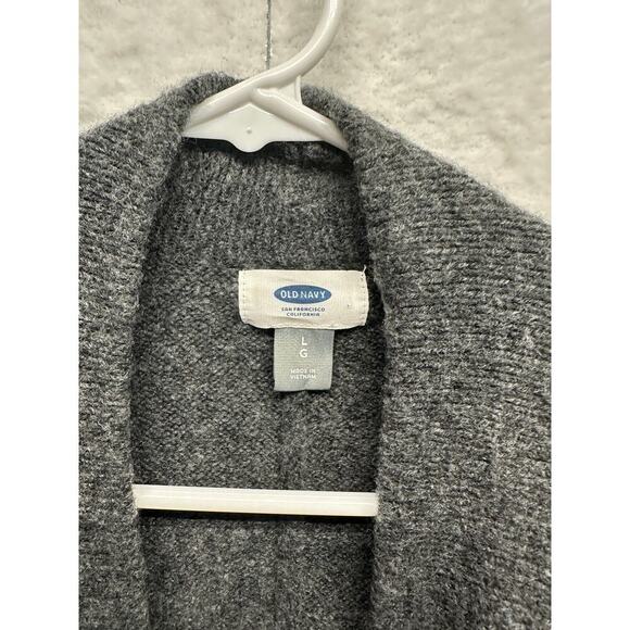 Jacquard Open Front Cardi-Coat Women Charcoal Gray Long Line Boho Aztec L - Picture 5 of 8